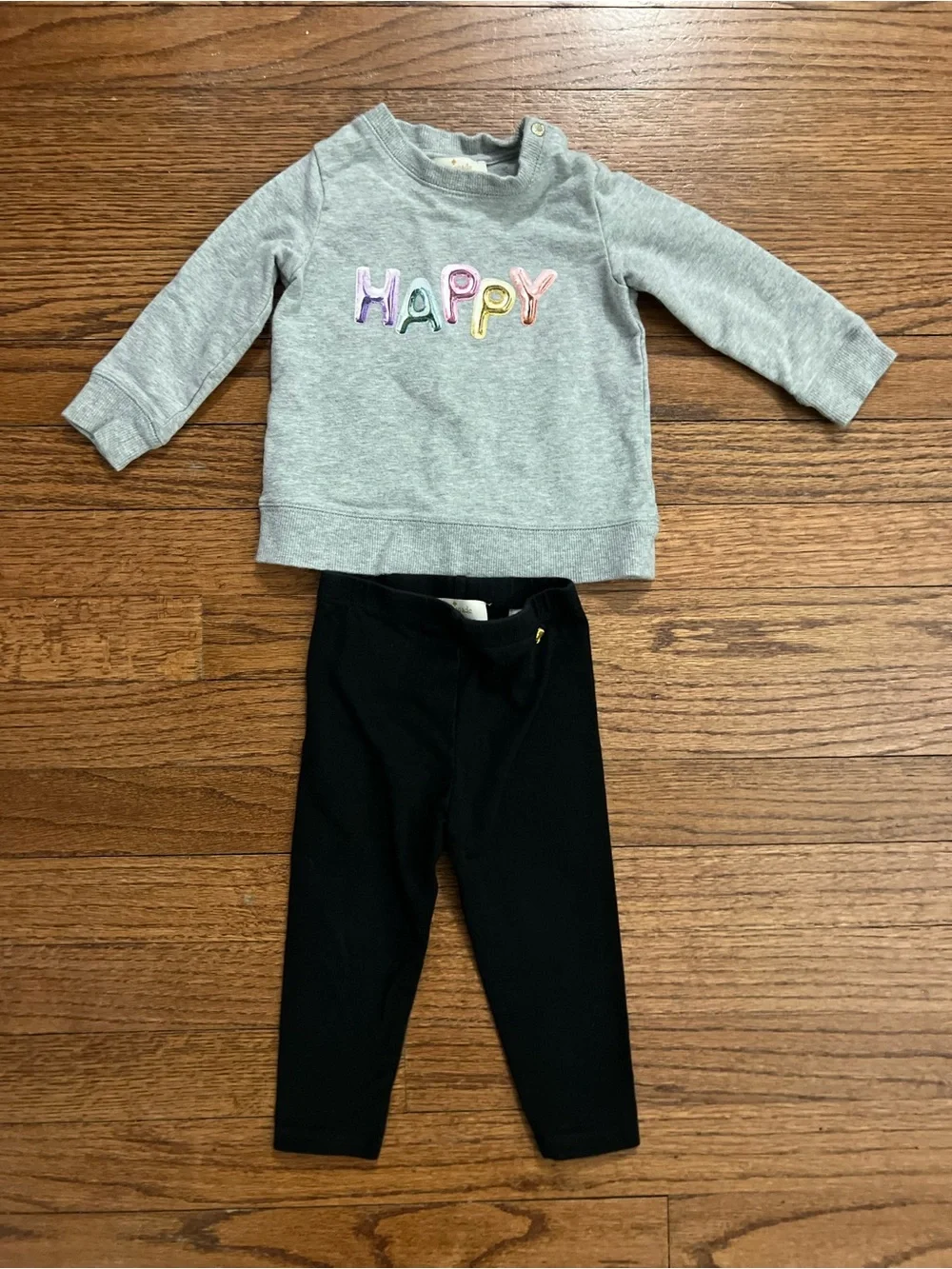 Kate Spade 12 month Happy Grey Sweatshirt and Black Leggings‎ Set